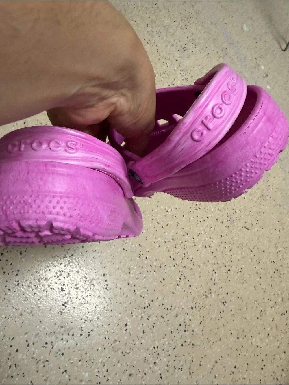 Kids Youth 6 Pink Watercolor Marble Slip-On Clog Shoes
